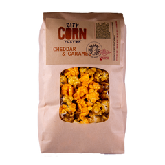 CARAMEL CORN • CHEDDAR + CARAMEL