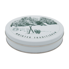 WINTER TRADITIONS TIN • LARGE WHITE/GREEN 7-SECTION